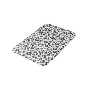 Dog Paws Black and White Polka Dot  Bath Mat