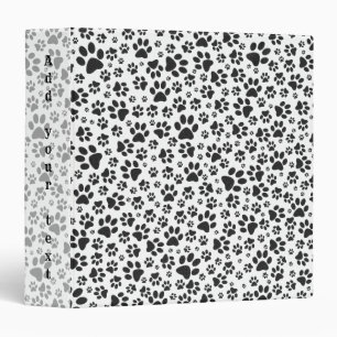 Dog Paws Black and White Polka Dot Binder