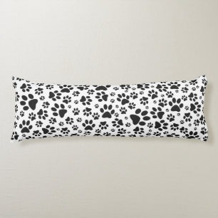 Dog Paws Black and White Polka Dot Body Pillow