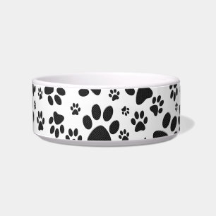 Dog Paws Black and White Polka Dot Bowl