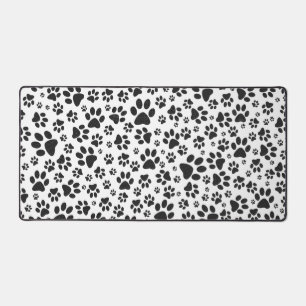 Dog Paws Black and White Polka Dot Desk Mat