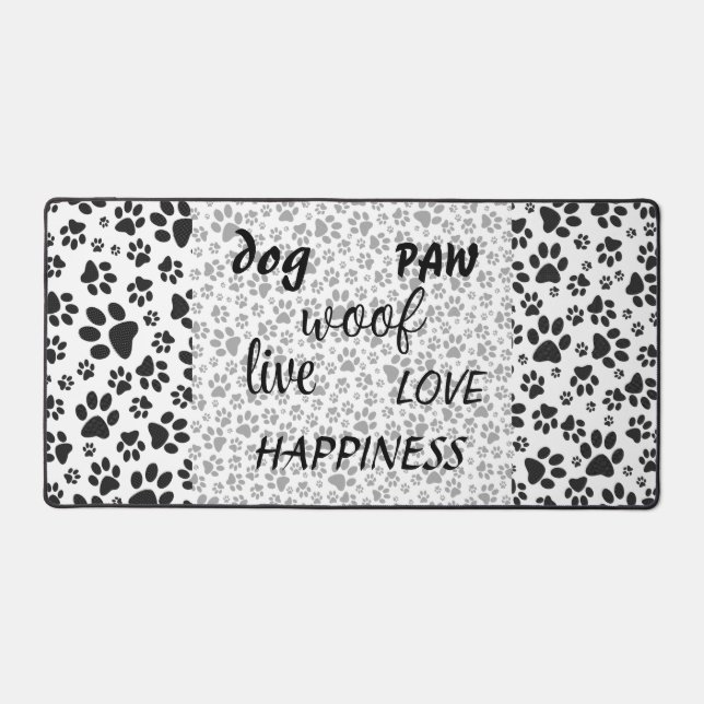 Dog Paws Black and White Polka Dot  Desk Mat (Front)