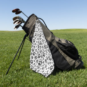 Dog Paws Black and White Polka Dot  Golf Towel