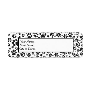 Dog Paws Black and White Polka Dot Label