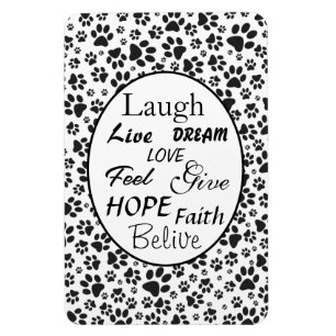 Dog Paws Black and White Polka Dot  Magnet
