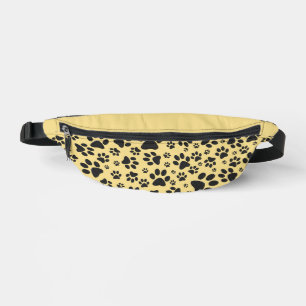 Dog Paws Black and White Polka Dot on butter cream Fanny Pack