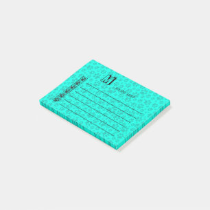 Dog Paws Black and White Polka Dot on vivid cyan Post-it Notes