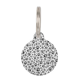 Dog Paws Black and White Polka Dot Pet Tag