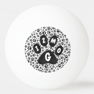 Dog Paws Black and White Polka Dot  Ping Pong Ball