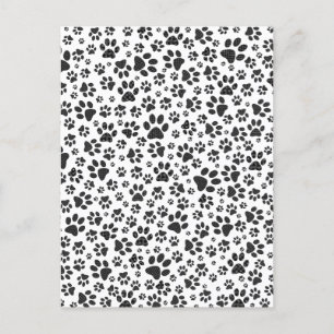 Dog Paws Black and White Polka Dot Postcard