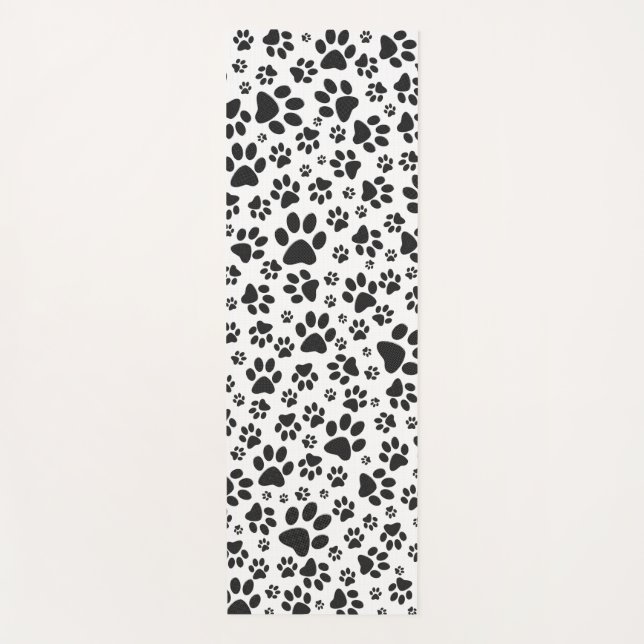 Dog Paws Black and White Polka Dot  Yoga Mat (Front)