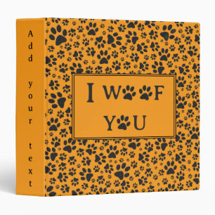 Dog Paws Black & White Polka Dot on dahlia orange  Binder