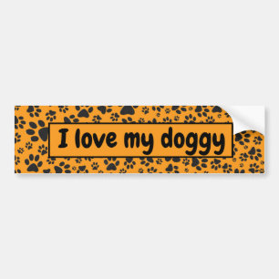 Dog Paws Black & White Polka Dot on dahlia orange  Bumper Sticker