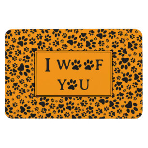 Dog Paws Black & White Polka Dot on dahlia orange Magnet