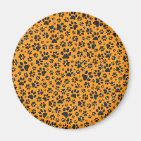 Dog Paws Black & White Polka Dot on dahlia orange