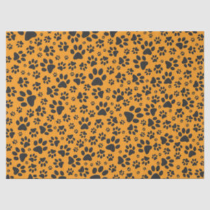 Dog Paws Black & White Polka Dot on dahlia orange Tissue Paper