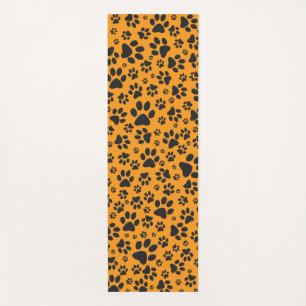 Dog Paws Black & White Polka Dot on dahlia orange Yoga Mat
