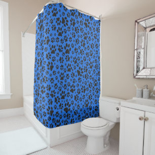 Dog Paws Black & White Polka Dot on tech blue