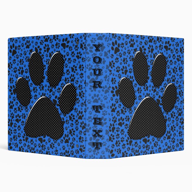 Dog Paws Black & White Polka Dot on tech blue Binder (Background)