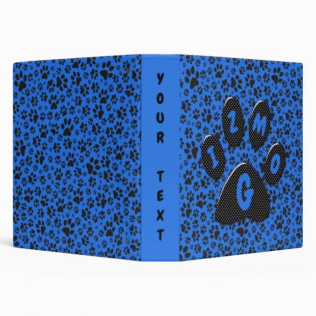 Dog Paws Black & White Polka Dot on tech blue Binder (Background)