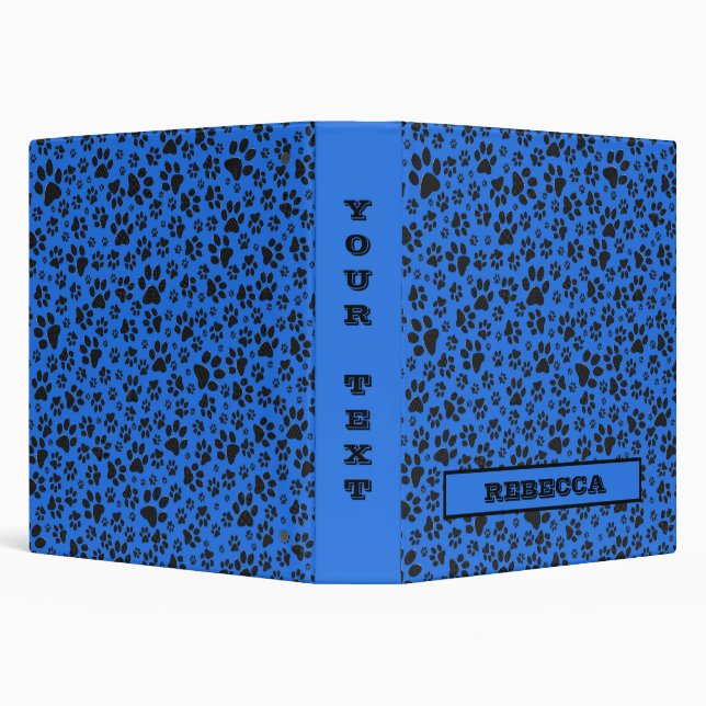 Dog Paws Black & White Polka Dot on tech blue Binder (Background)