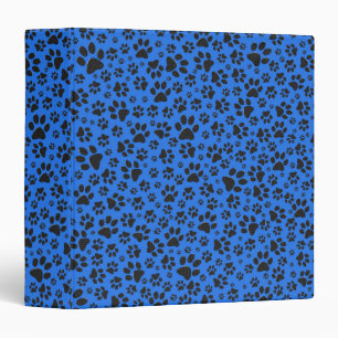 Dog Paws Black & White Polka Dot on tech blue Binder