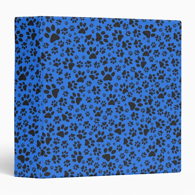Dog Paws Black & White Polka Dot on tech blue Binder (Front/Spine)