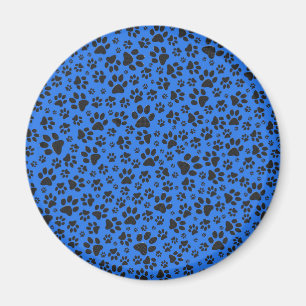 Dog Paws Black & White Polka Dot on tech blue Magnet