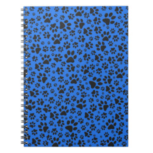 Dog Paws Black & White Polka Dot on tech blue Notebook