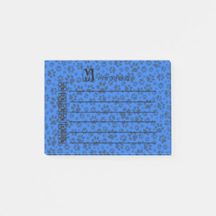 Dog Paws Black & White Polka Dot on tech blue Post-it Notes