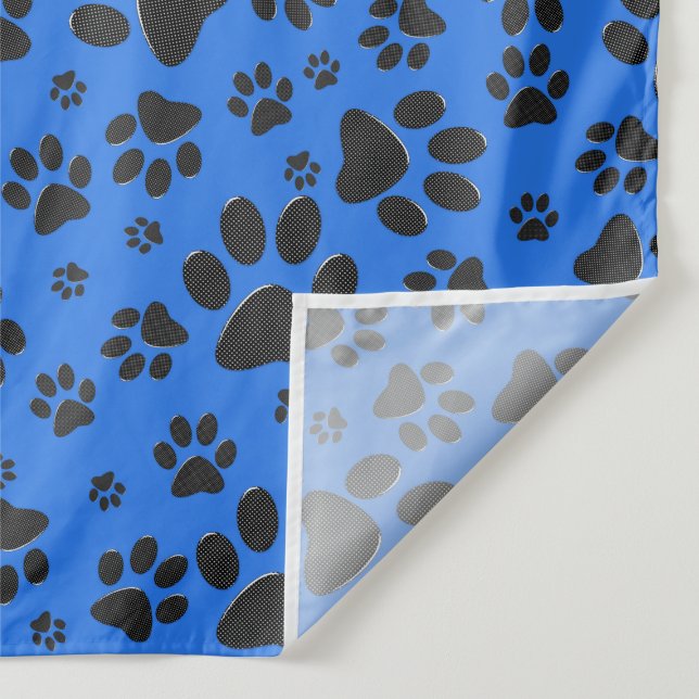 Dog Paws Black & White Polka Dot on tech blue Tapestry (Detail)