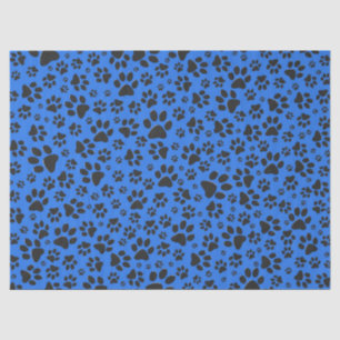 Dog Paws Black & White Polka Dot on tech blue Tissue Paper