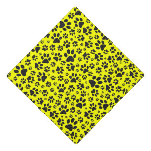 Dog Paws Black & White Polka Dot on yellow Graduation Cap Topper
