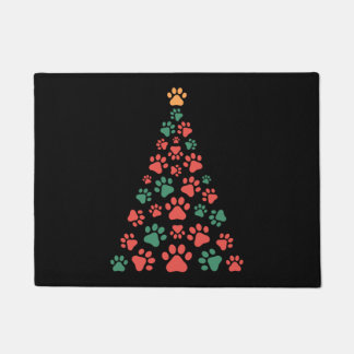 Dog paws Christmas tree for dog lovers Doormat