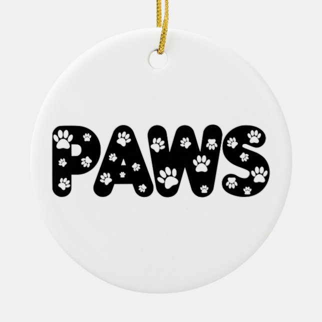 Dog Paws Custom Text Ceramic Ornament (Front)