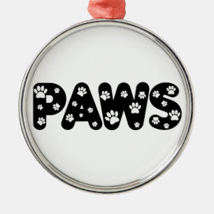 Dog Paws Custom Text Metal Ornament
