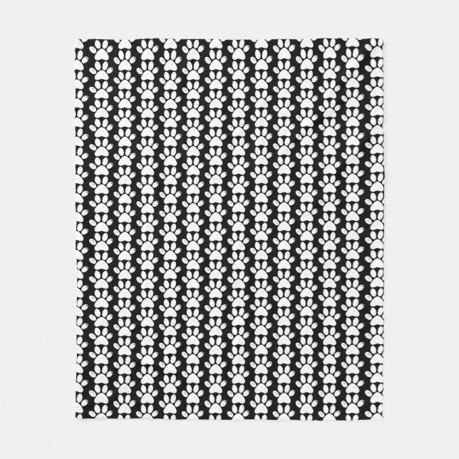 Dog Paws distressed black and white animal lover Fleece Blanket (Front)