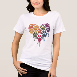 Dog Paws Forming a Heart - Cute & Loveable T-Shirt Tri-Blend Shirt