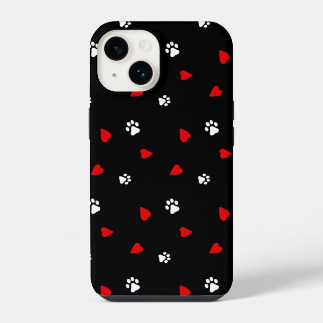 Dog Paws Heart Pattern iPhone Case (Back)