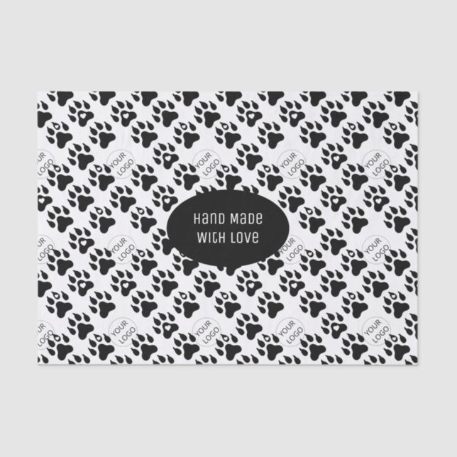 Dog Paws Minimal Modern Text and Logo Tissue Paper (Front)