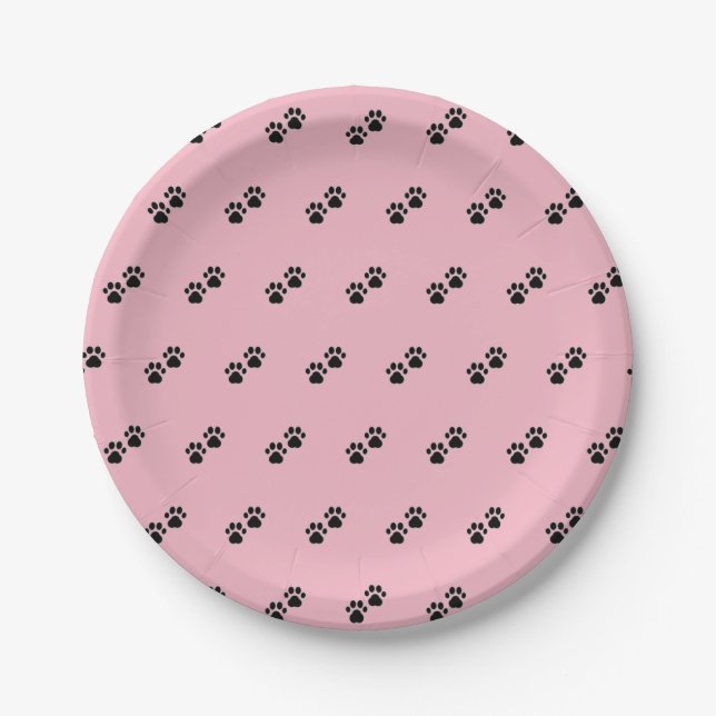 Dog Paws on Pink Paper Plate (Front)