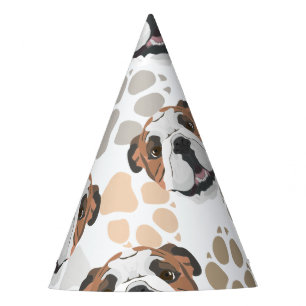 Dog paws pattern English Bulldog Party Hat