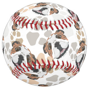 Dog paws pattern English Bulldog Softball