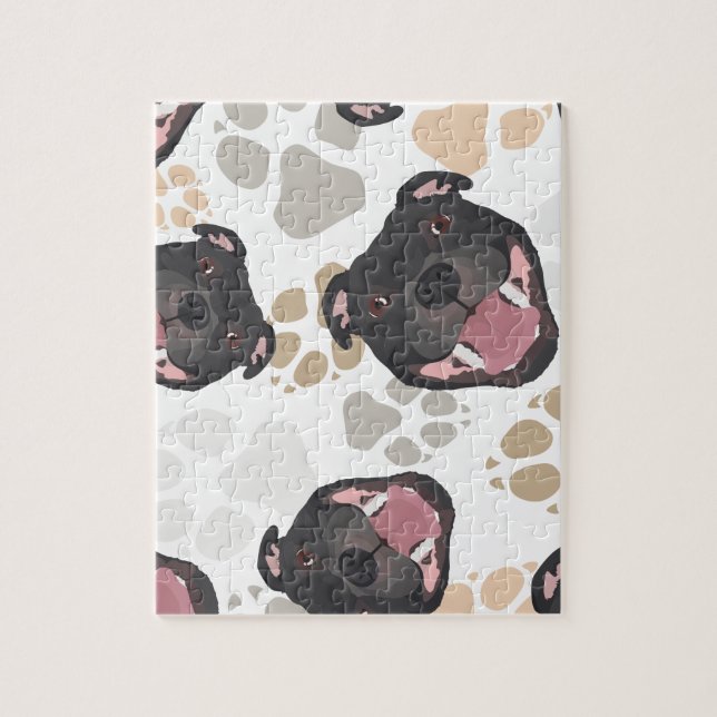 Dog paws pattern Staffordshire Bull Terrier Jigsaw Puzzle (Vertical)