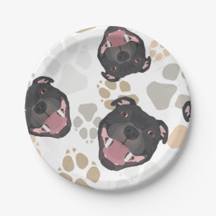 Dog paws pattern Staffordshire Bull Terrier Paper Plate