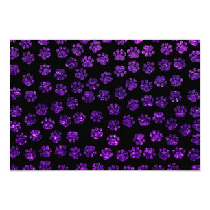 Dog Paws, Paw-prints, Glitter - Purple Black Photo Print