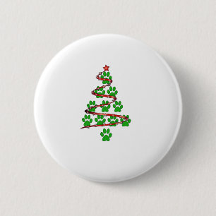 Dog Paws Print Christmas Tree for Dog Lovers 2 Inch Round Button
