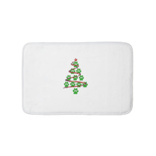 Dog Paws Print Christmas Tree for Dog Lovers  Bath Mat