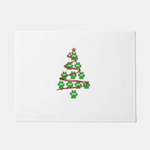 Dog Paws Print Christmas Tree for Dog Lovers Doormat