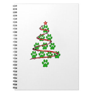 Dog Paws Print Christmas Tree for Dog Lovers Notebook